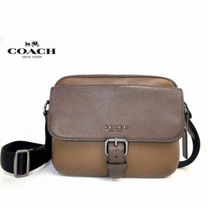 Coach C5415 Hudson Crossbody Heritage Brown Colorblock Leather Shoulder Bag Uni